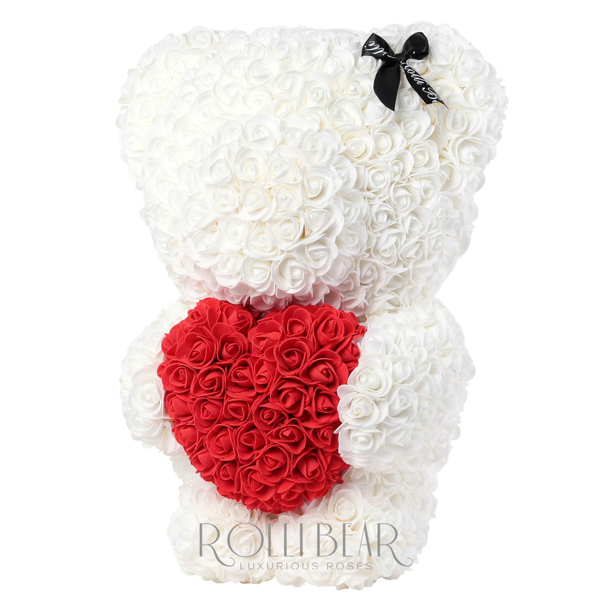 RolliBear_Ursulet_din_Trandafiri_Alb_cu_Rosu_55cm_2