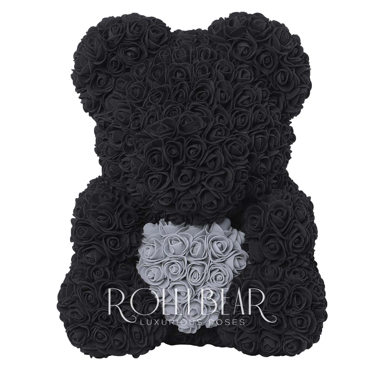 RolliBear_Ursulet_din_Trandafiri_Negru_cu_Gri_40cm_1