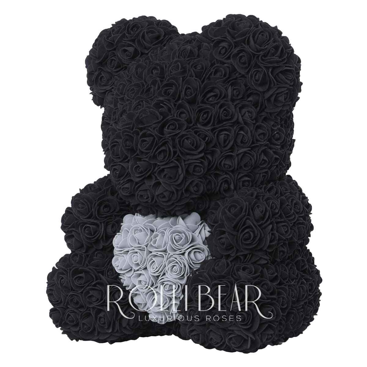 RolliBear_Ursulet_din_Trandafiri_Negru_cu_Gri_40cm_2