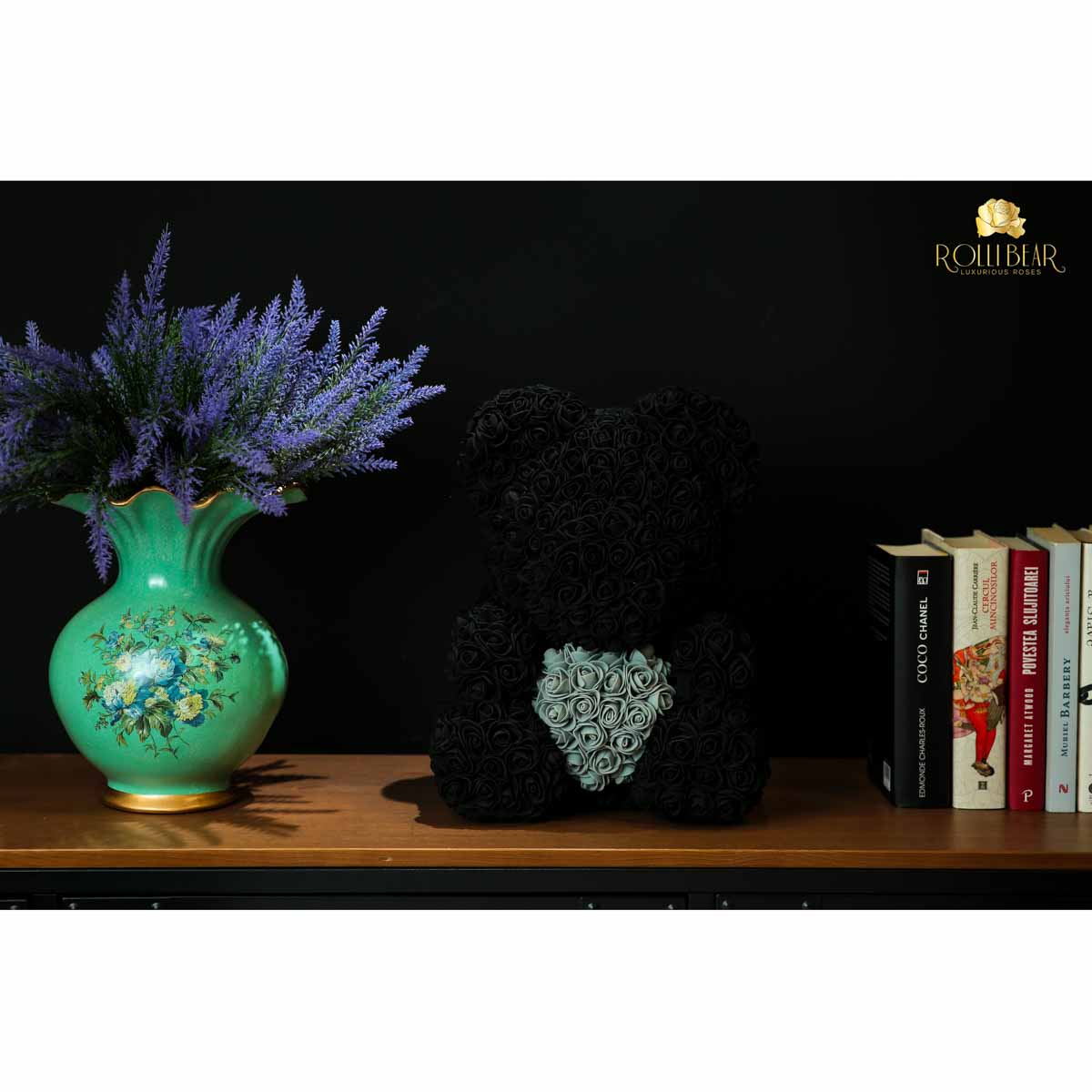 RolliBear_Ursulet_din_Trandafiri_Negru_cu_Gri_40cm_3