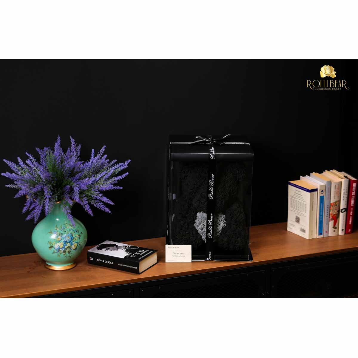 RolliBear_Ursulet_din_Trandafiri_Negru_cu_Gri_40cm_4