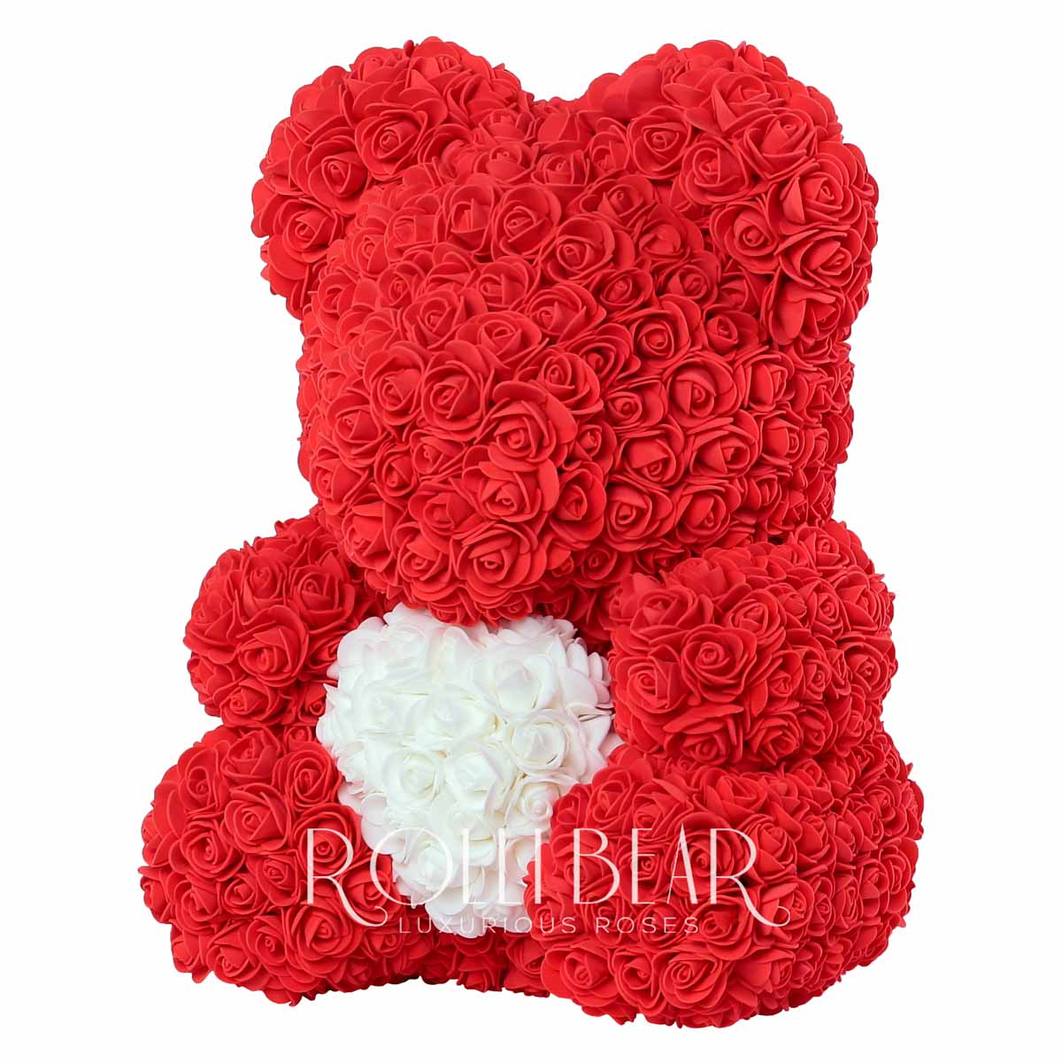 RolliBear_Ursulet_din_Trandafiri_Rosu_cu_Alb_40cm_2