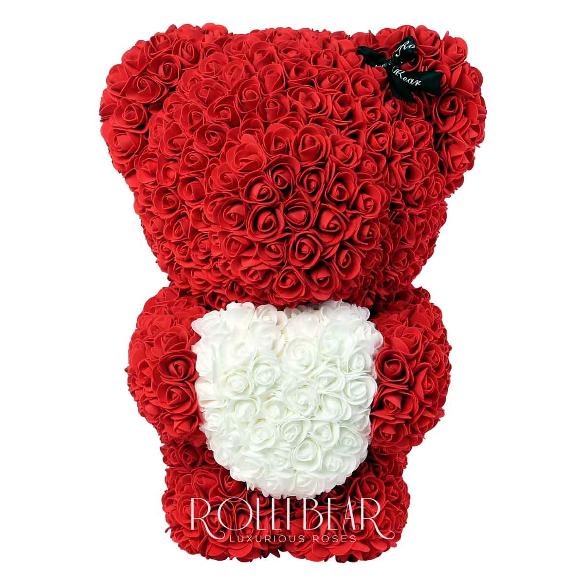 RolliBear_Ursulet_din_Trandafiri_Rosu_cu_Alb_55cm_1