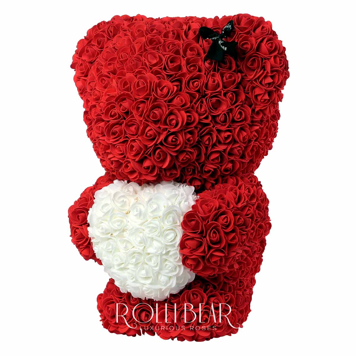 RolliBear_Ursulet_din_Trandafiri_Rosu_cu_Alb_55cm_2