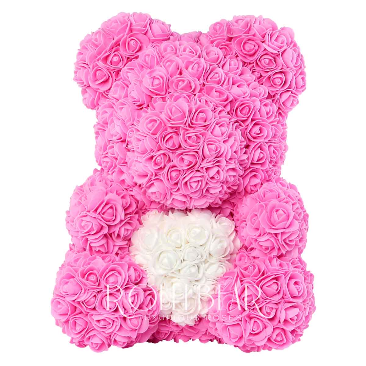 RolliBear_Ursulet_din_Trandafiri_Roz_cu_Alb_40cm_1