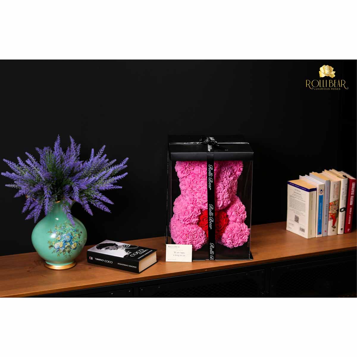 RolliBear_Ursulet_din_Trandafiri_Roz_cu_Rosu_40cm_4