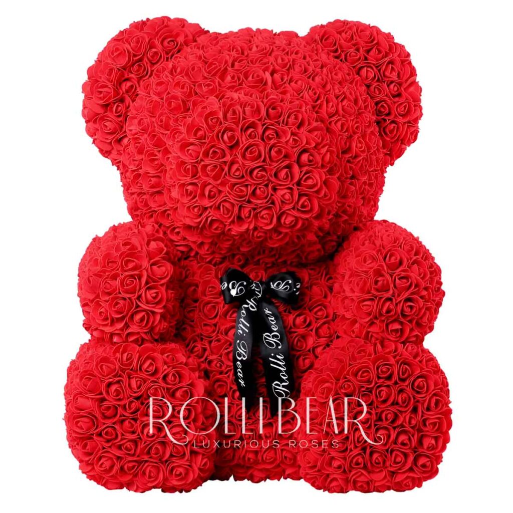 big red rose bear