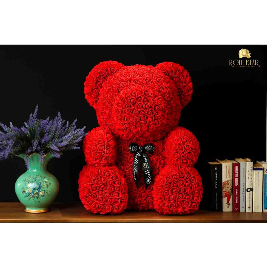 big red rose bear