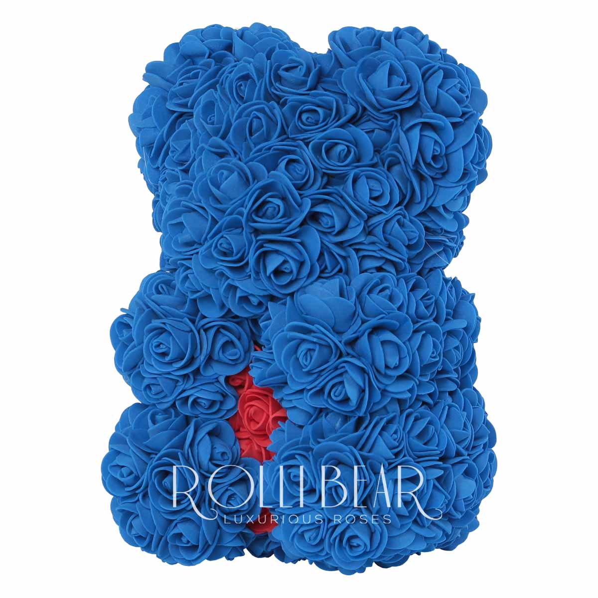 RolliBear_Ursulet_din_Trandafiri_Albastru_cu_Rosu_25cm_2