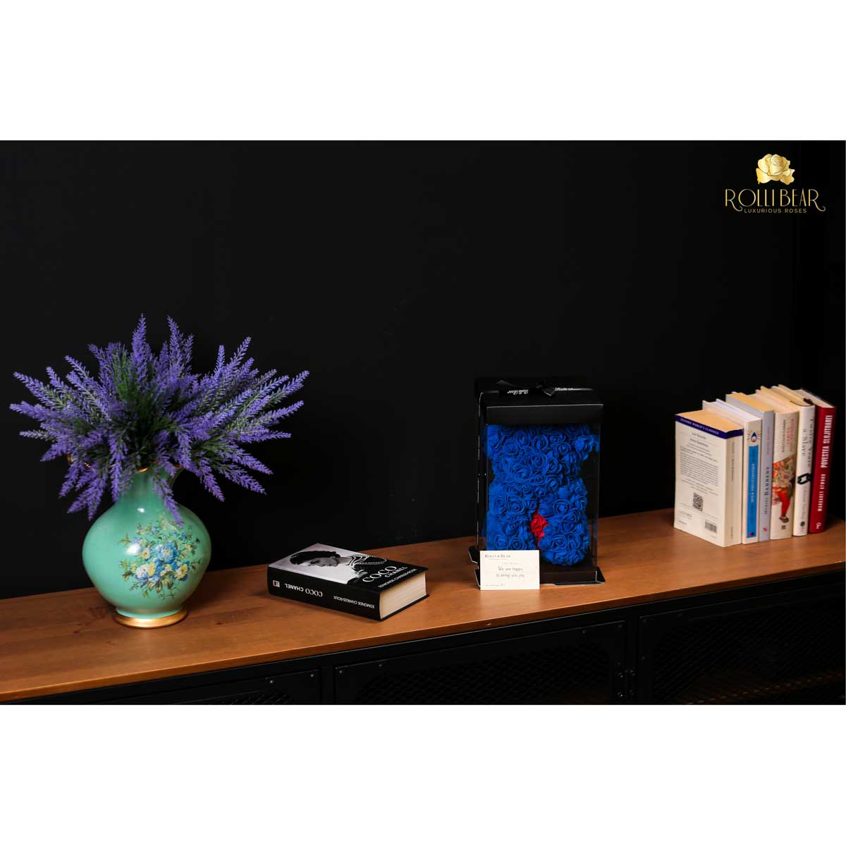 RolliBear_Ursulet_din_Trandafiri_Albastru_cu_Rosu_25cm_4