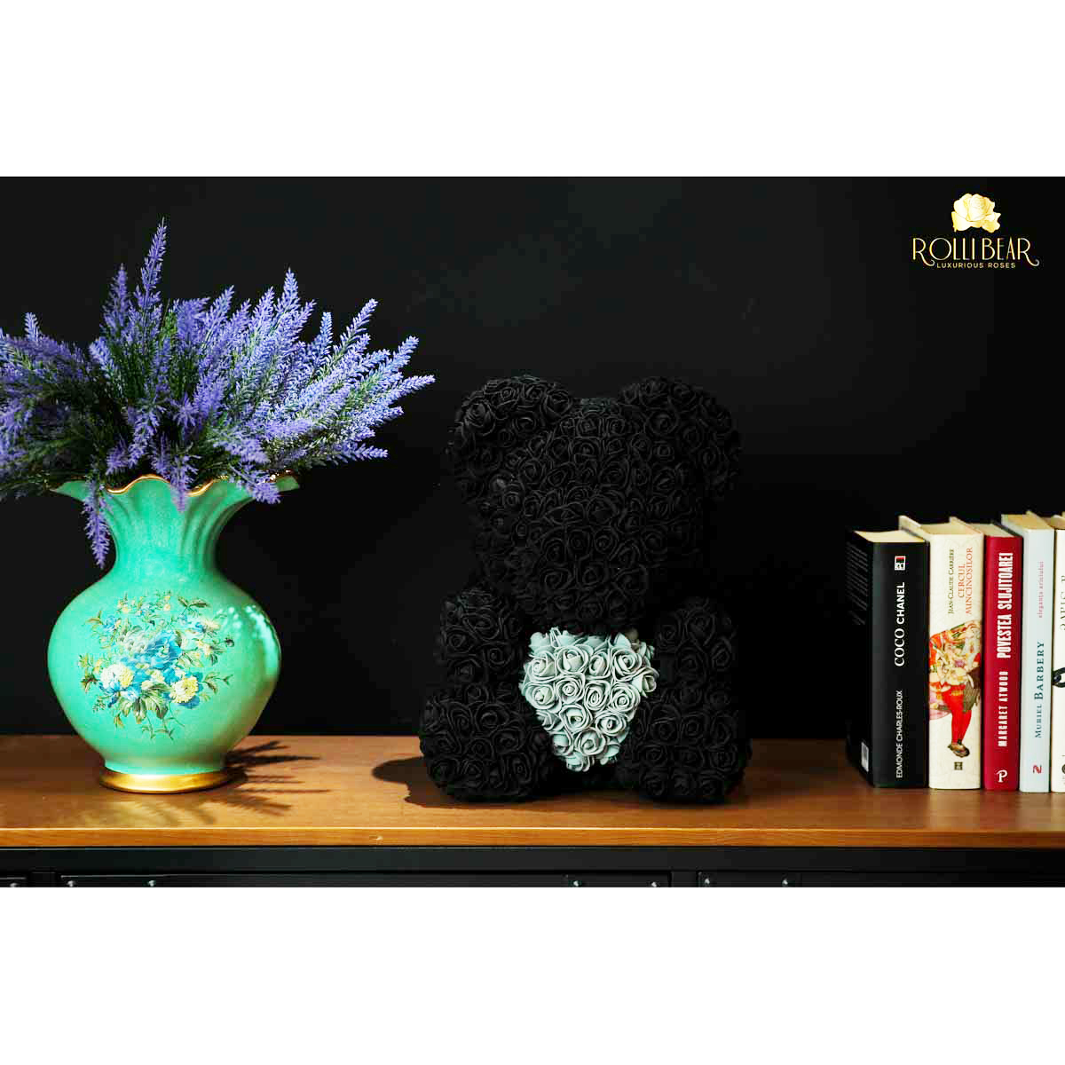 RolliBear_Ursulet_din_Trandafiri_Negru_cu_Gri_40cm_5