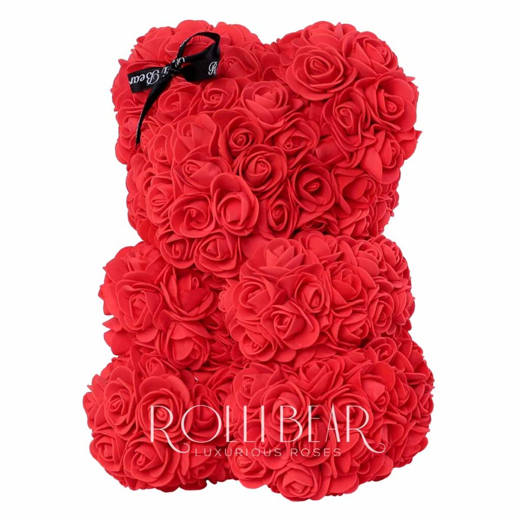 red rose bear with heart